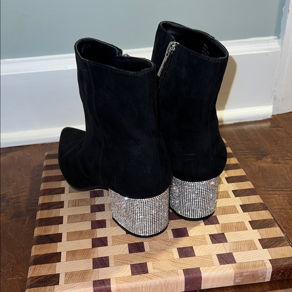 Kaari Blue- Black Ankle Booties with Rhinestone heels Sz 8.5 - Picture 4 of 8